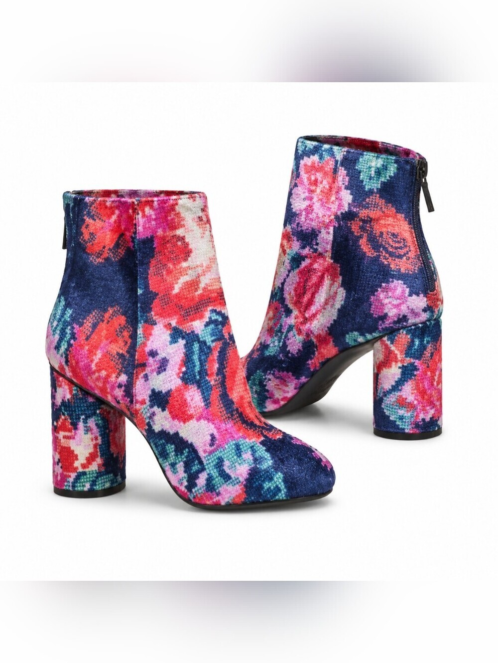 Katy Perry Navy / Multicolor Floral Velvet Mayari Booties